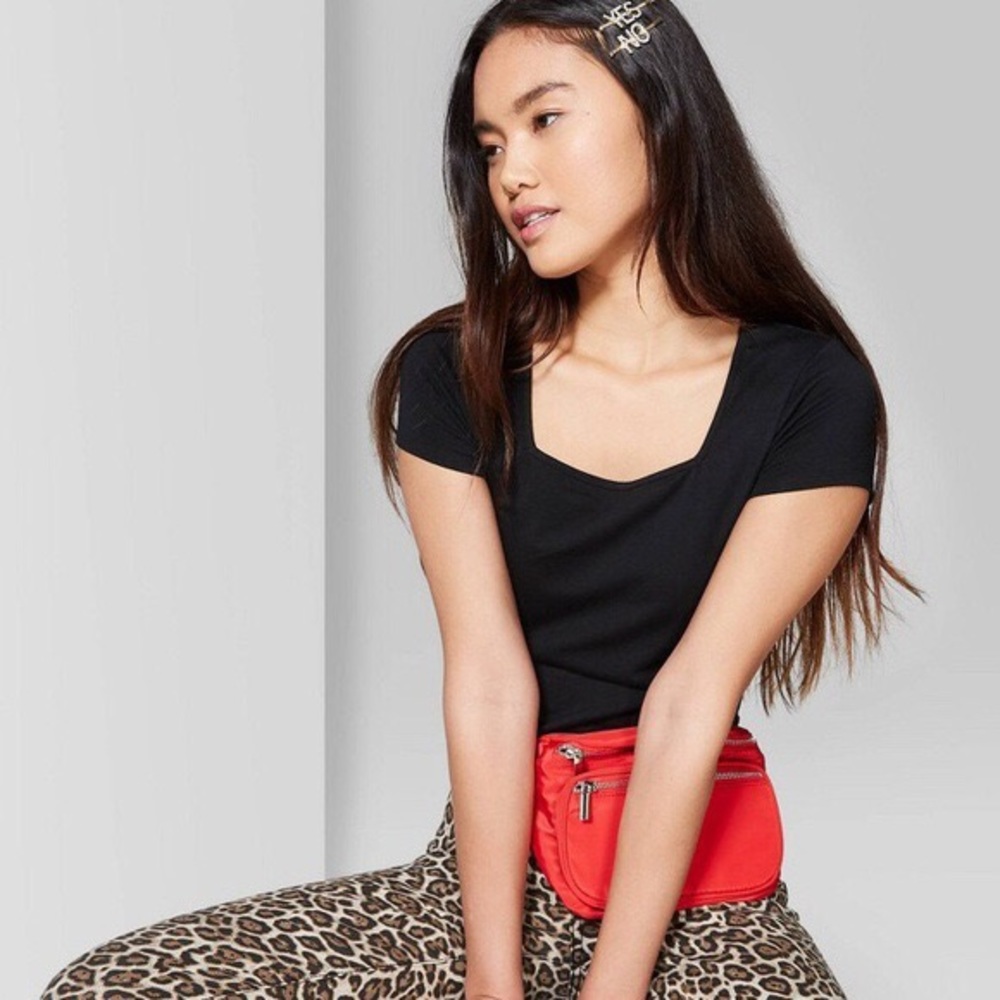 Wild Fable Black square neck crop top